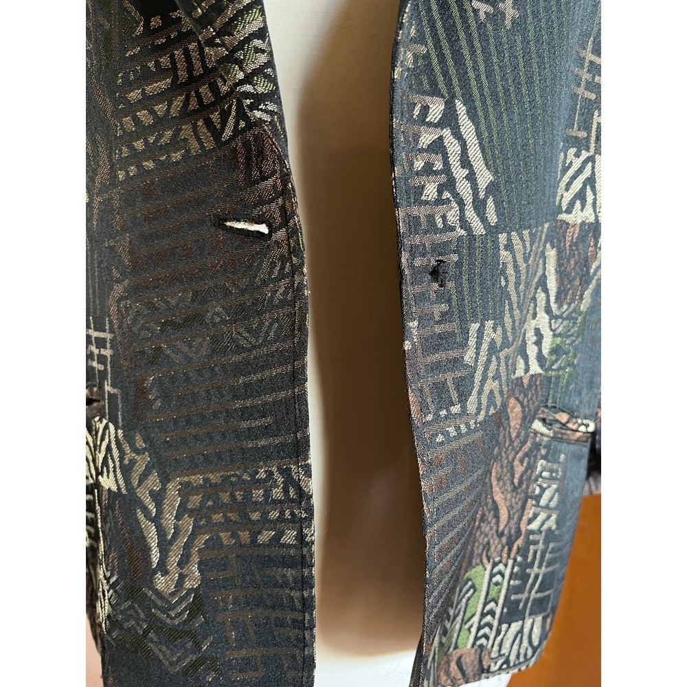 Chico's Metallic Jacquard Patchwork Blazer Brown … - image 8